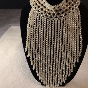 Elegant Pearl Fringe Necklace